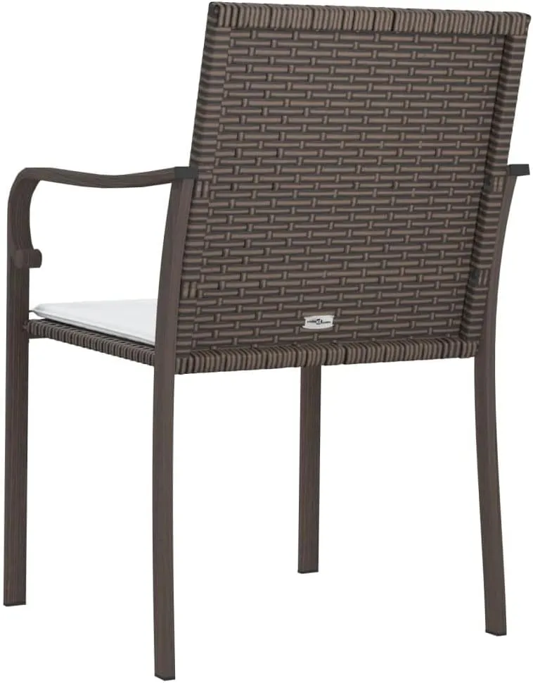 6-Piece Brown PE Rattan Patio Chairs Set with Cream Cushions, 22"x23.2"x33.1" Outdoor Furniture for Garden Terrace Poolside Lounge