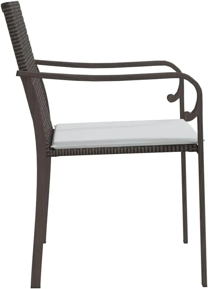 6-Piece Brown PE Rattan Patio Chairs Set with Cream Cushions, 22"x23.2"x33.1" Outdoor Furniture for Garden Terrace Poolside Lounge