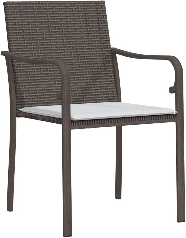 6-Piece Brown PE Rattan Patio Chairs Set with Cream Cushions, 22"x23.2"x33.1" Outdoor Furniture for Garden Terrace Poolside Lounge