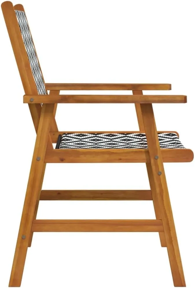 6-Piece Solid Acacia Wood Patio Chairs Set with Poly Rattan Backrest, Outdoor Dining Chairs for Garden Pool Beach Camping Lounge