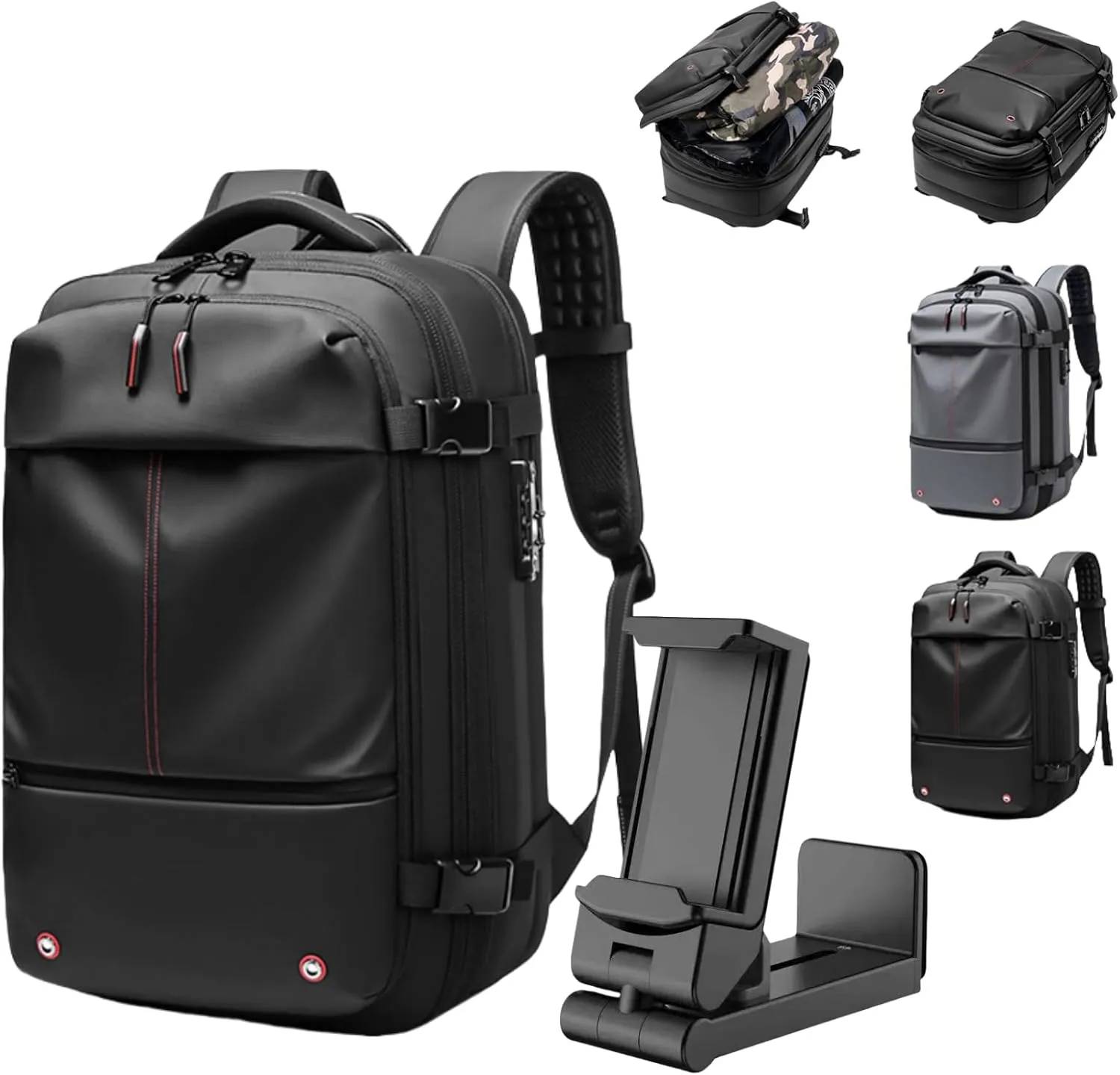 60L Expandable Vacuum Backpack Travel, Portable Waterproof and Anti-Theft Vacuum Sealed Storage Backpack (Black)
