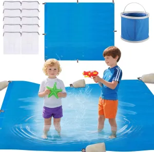 6.5 x 6.5 Feet Portable Square Beach Pool with Waterproof Carrying Bag Pool Beach Blanket Pools Flexible with Carrying Bag for Boys Girls