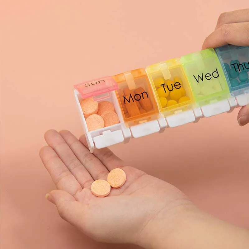 7-Day Pill Box 1PC Weekly Medicine Tablet Case