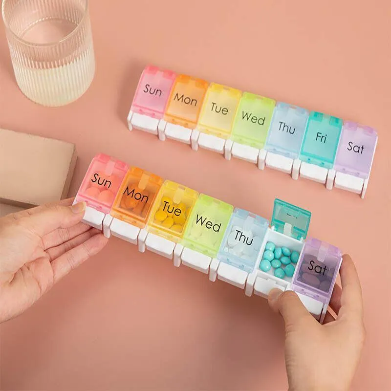 7-Day Pill Box 1PC Weekly Medicine Tablet Case