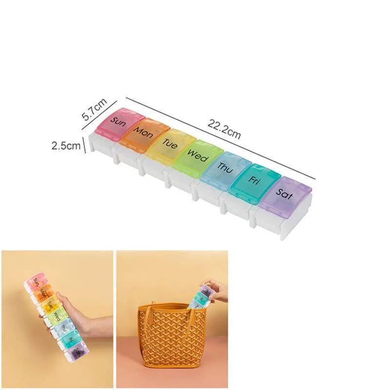 7-Day Pill Box 1PC Weekly Medicine Tablet Case