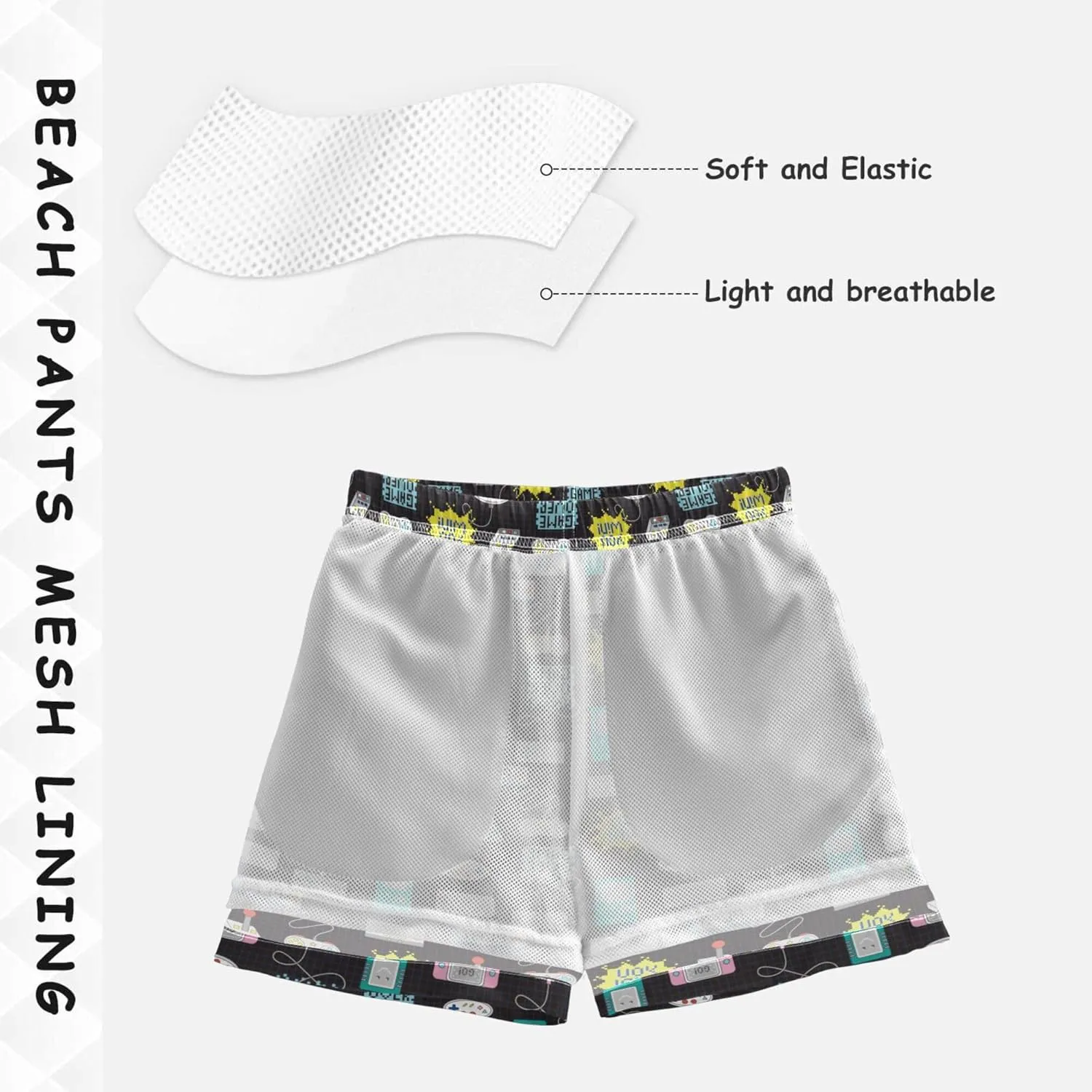 8-12T Boys Swim Trunks Quick Dry Board Shorts Swimwear Beachwear with Mesh Lining M