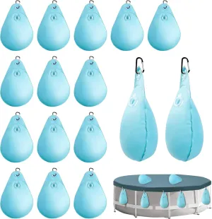 8 Pack Pool Cover Weights with Hooks, Teardrop Shape Winter Pool Water Bag, Thick PVC Pool Cover Hanging Bag, Heavy Duty Pool Wall Bag for Above Ground Swimming Pool Cover