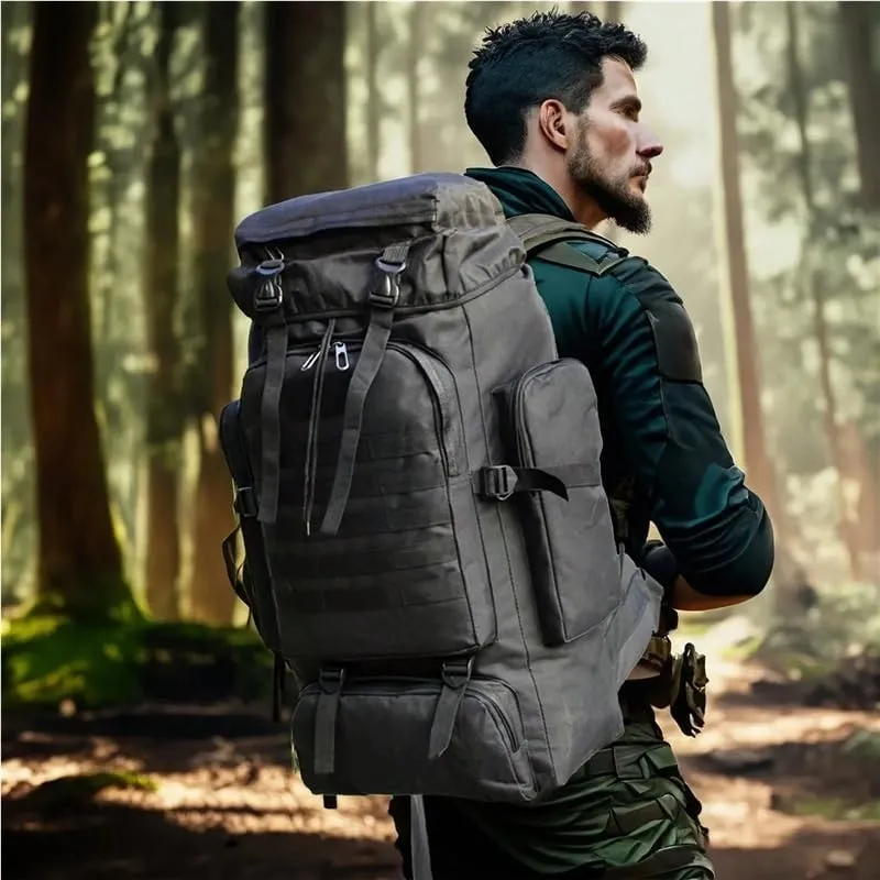 80L/100L Mountaineering Bag Climb Bag Tactical Backpacks Large Backpack Outdoors Hiking Camping Travel Bags(Camouflagegreen(80L))