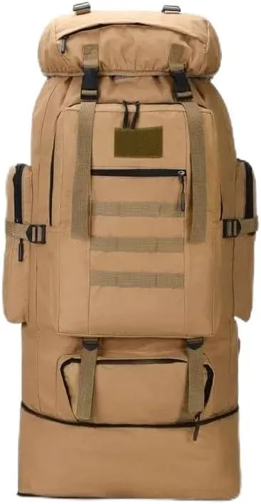 80L/100L Mountaineering Bag Climb Bag Tactical Backpacks Large Backpack Outdoors Hiking Camping Travel Bags(Khaki (100L))