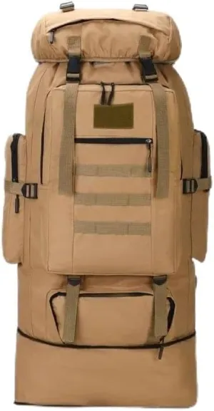 80L/100L Mountaineering Bag Climb Bag Tactical Backpacks Large Backpack Outdoors Hiking Camping Travel Bags(Khaki (100L))