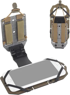 90 Rotating Tactical Plate Carrier Vest Attachments Universal Phone Chest Mount for Larger Screen Size 4.7"-7.8" Molle Accessories Foldable Navigation Adjustable Phone Holder Board(Tan)