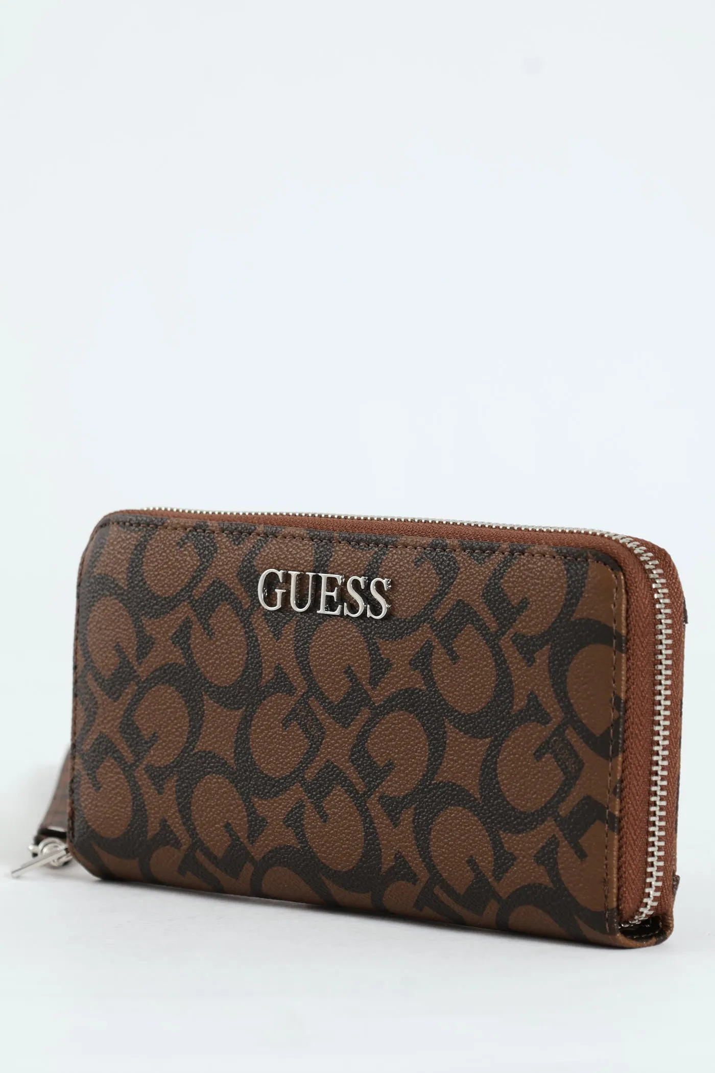 Abbas Large Zip Around Purse - Dark Brown