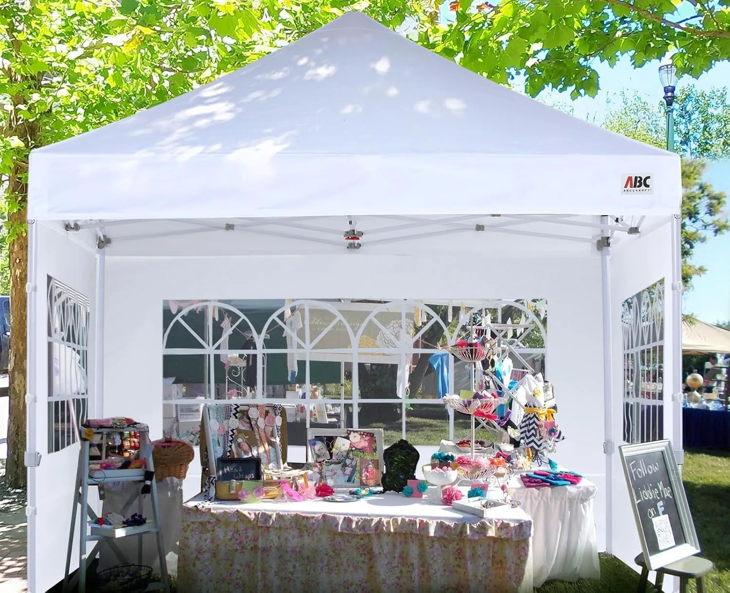 ABCCANOPY 10x10 Canopy Tent with Sidewalls - Pop up Gazebos with Church Window, Outdoor Tents for Parties, Wedding, Camping, with Wheeled Bag, White