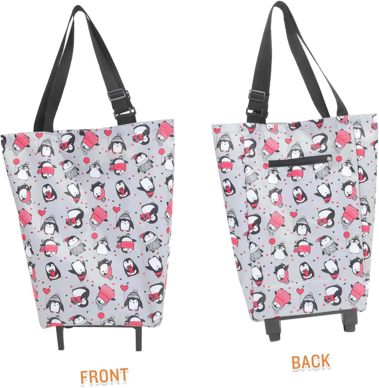ABOOFAN Folding Trolley Bag Wheels Shopping Cart for Groceries Rollable Tote Bag Portable Cart for Women