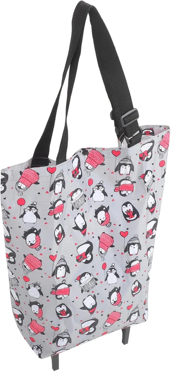 ABOOFAN Folding Trolley Bag Wheels Shopping Cart for Groceries Rollable Tote Bag Portable Cart for Women