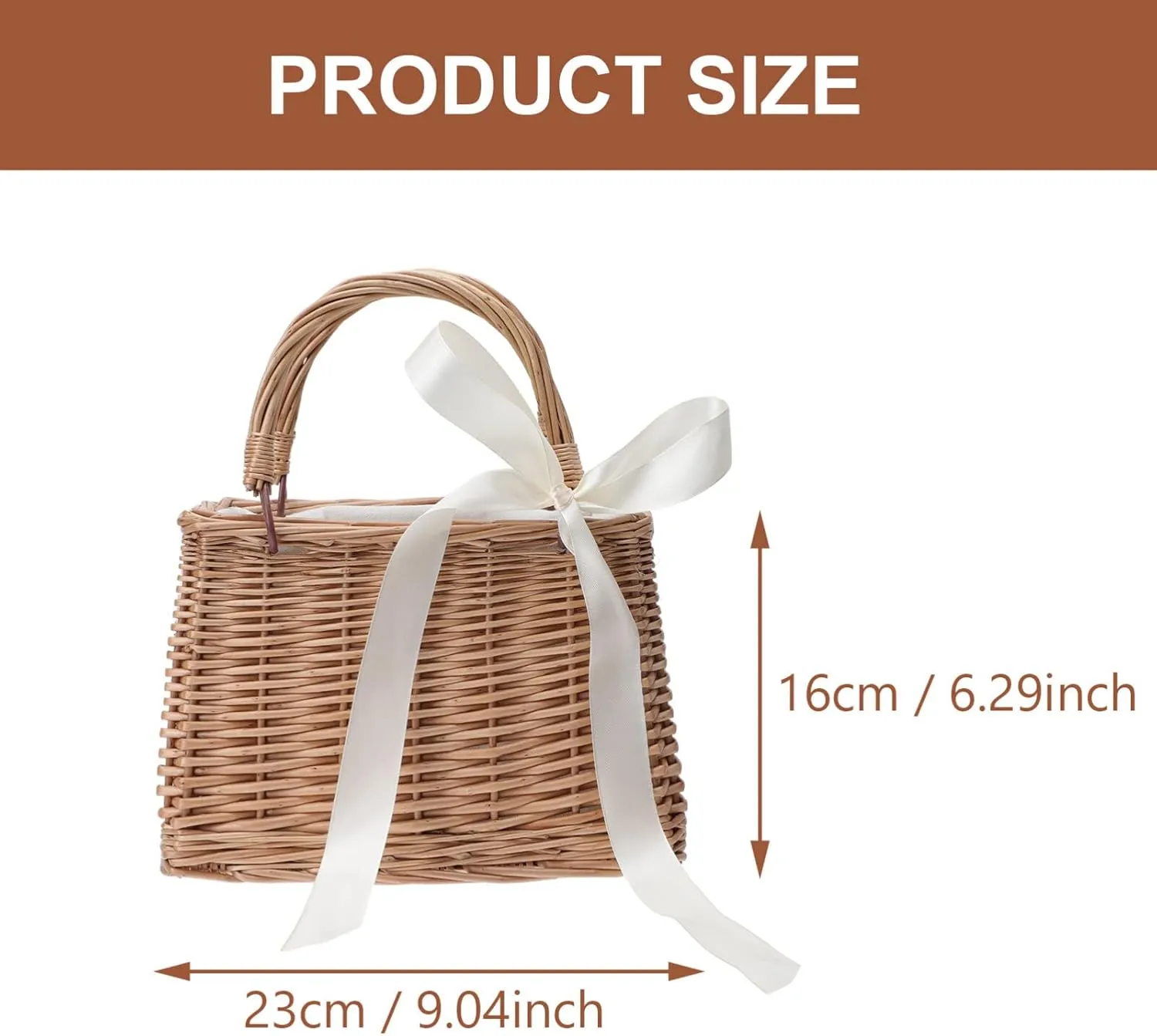 ABOOFAN Natural Handwoven Wicker Handbag,Rectangular Basket Purse Women Straw Tote Boho Style Beach Bag Flower Basket Summer Clutch Rattan Woven Purse Crochet Tote White
