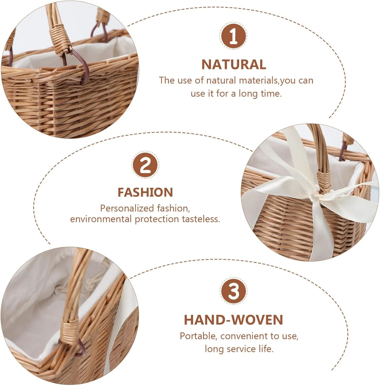 ABOOFAN Natural Handwoven Wicker Handbag,Rectangular Basket Purse Women Straw Tote Boho Style Beach Bag Flower Basket Summer Clutch Rattan Woven Purse Crochet Tote White