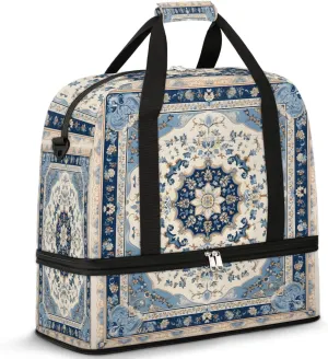 Abstract Flora Retro Printings Travel Duffle Bag, Collapsible Travel Bag Sports Gym Bag With Shoes Compartment Weekender Bag Overnight Bag For Women Men