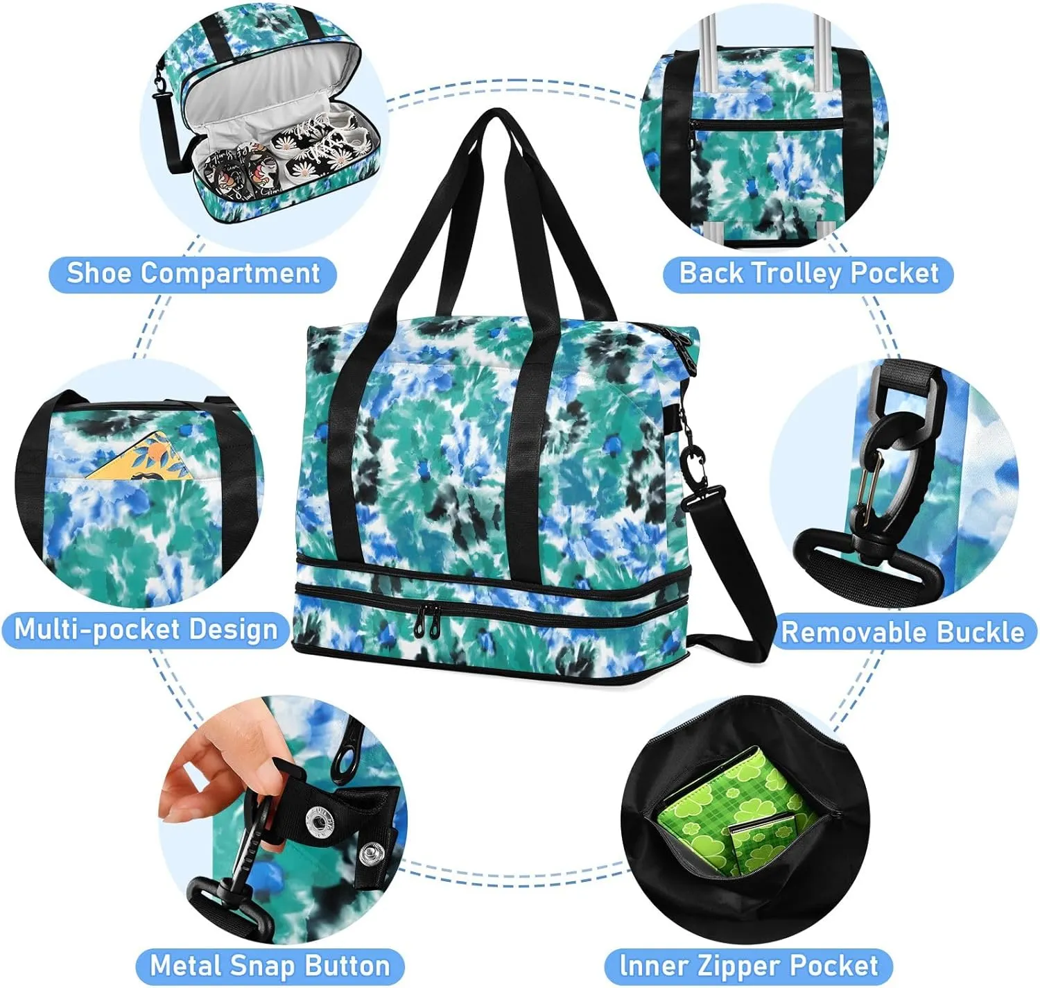 Abstract Watercolor Weekend Bag Expandable Travel Carry on Bag with Wet Pocket and Shoes Compartment