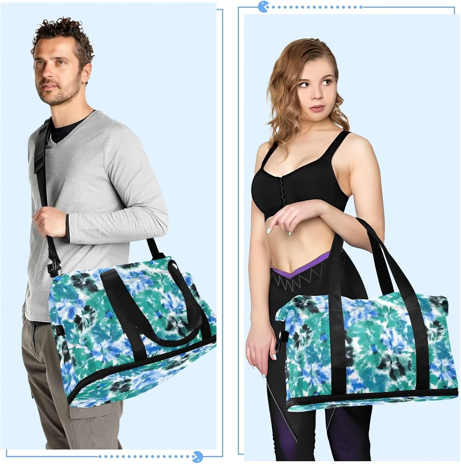 Abstract Watercolor Weekend Bag Expandable Travel Carry on Bag with Wet Pocket and Shoes Compartment