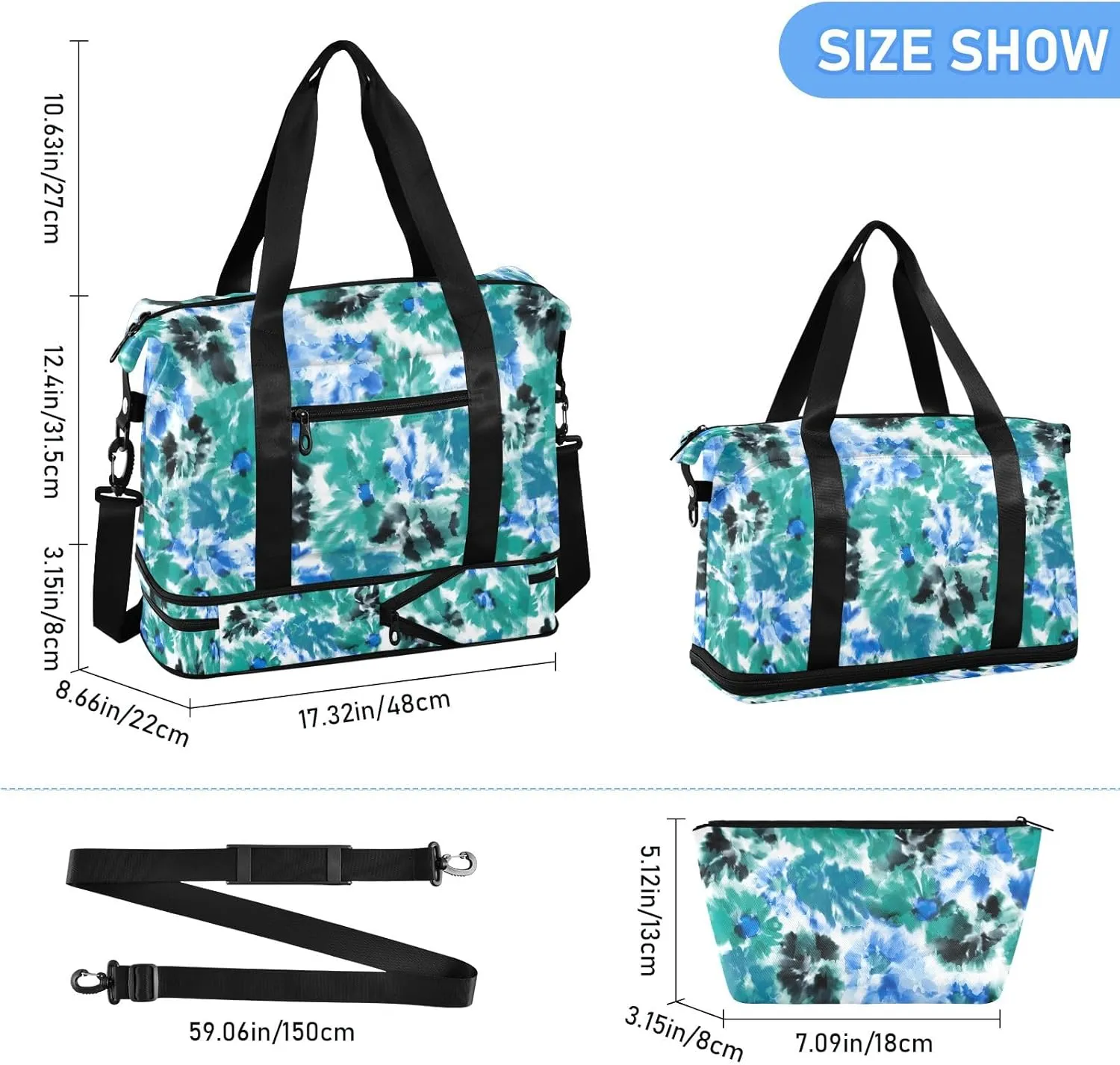 Abstract Watercolor Weekend Bag Expandable Travel Carry on Bag with Wet Pocket and Shoes Compartment