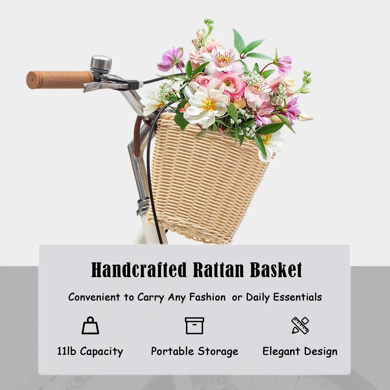 ACEGER Girls Bike with Rattan Basket for 10  Years, 24" 26" 1 & 7 Speed Comfort Commute Bicycle, Included Dual Brakes & Seat Rack, Adjustable Handlebar & Saddle,Multiple Colors