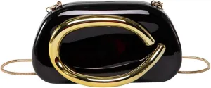 Acrylic Clutch Purse for Women, Chocolates Evening Shoulder Handbags Metal Decoration Crossbody Bag Vintage with Chain
