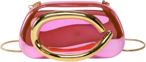 Acrylic Clutch Purse for Women, Chocolates Evening Shoulder Handbags Metal Decoration Crossbody Bag Vintage with Chain