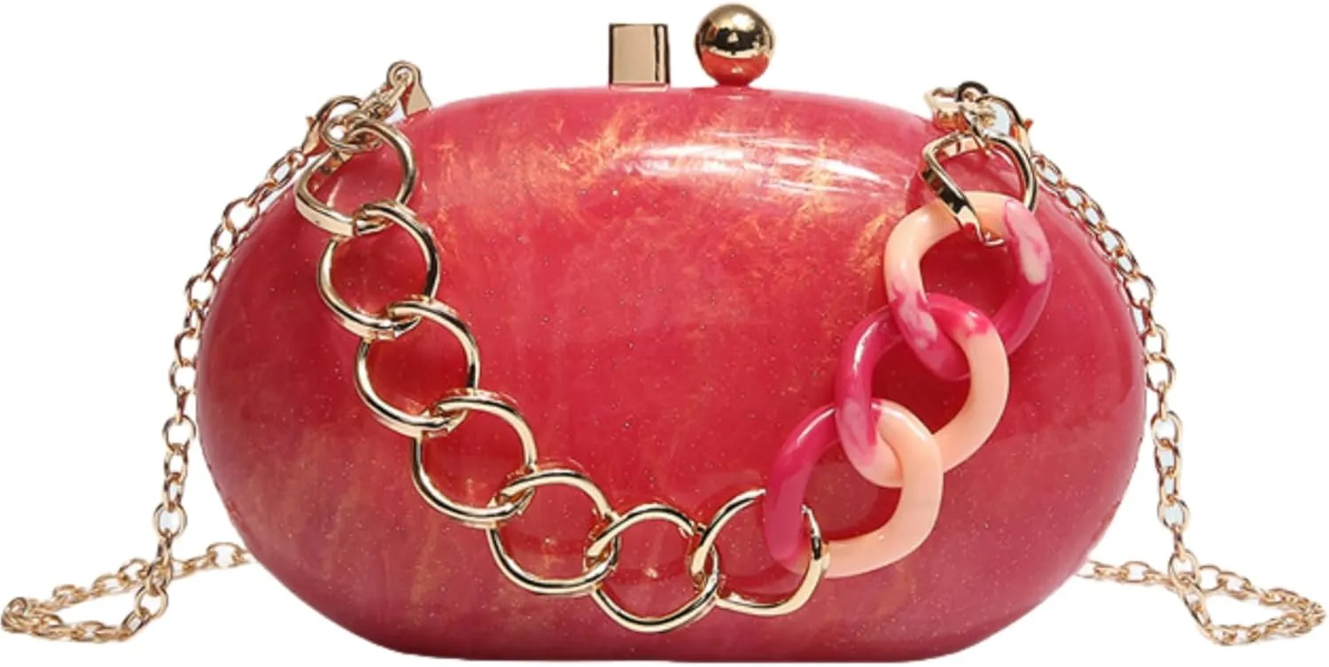 Acrylic Evening Clutch Bag for Women, Shell Shape Shoulder Handbag Luxury Evening Purses Wedding Prom Trendy Bag