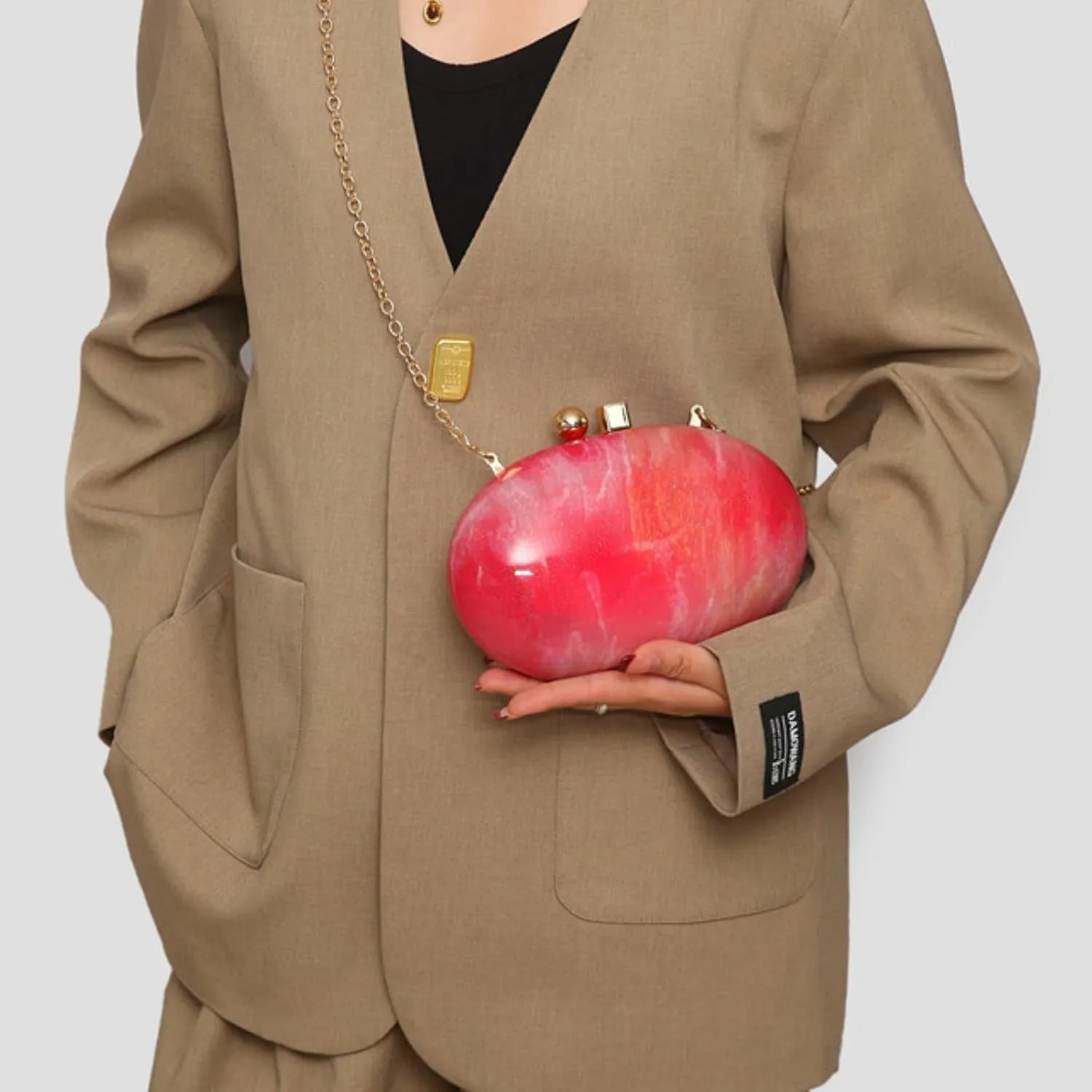 Acrylic Evening Clutch Bag for Women, Shell Shape Shoulder Handbag Luxury Evening Purses Wedding Prom Trendy Bag