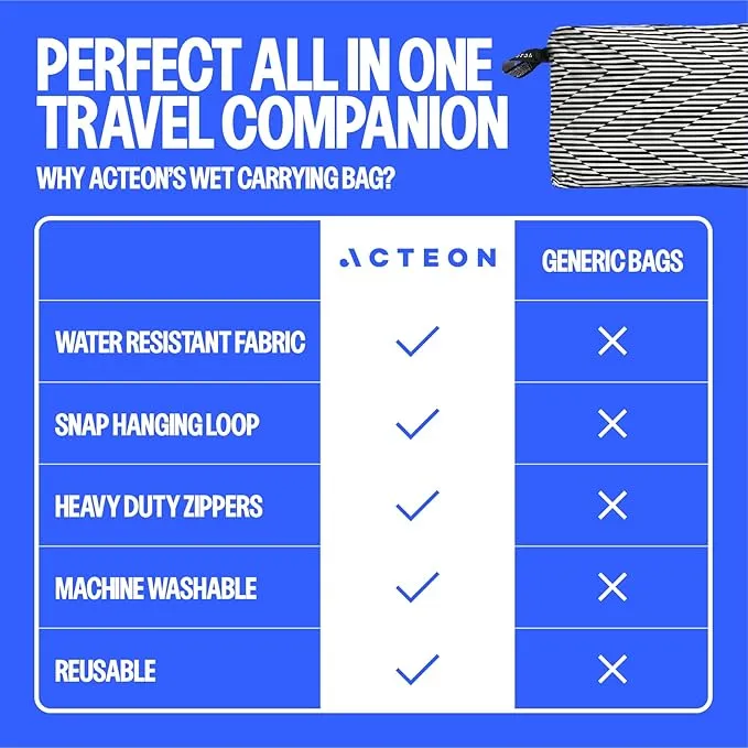 Acteon Wet Dry Bag, Large Travel Water-Resistant Swimsuit & Clothes Organizer, Foldable Pocket Sized Pool, Beach & Gym Bags, Fit for Bikini, Swim Workout Shoes & Towels, Toiletries, Dirty Laundry