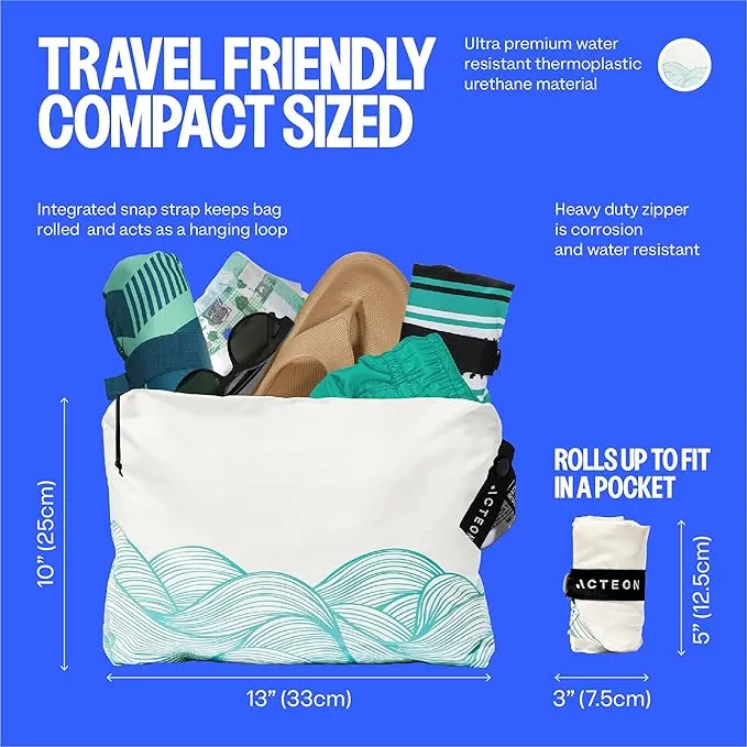Acteon Wet Dry Travel Bag, Splash Water Resistant & Heavy Duty Zipper Reusable Bags, Small Pocket-Friendly Pouch for Cloth Baby Diaper, Dirty Laundry Clothes, Swimsuit, Toiletries, Beach, Pool & Gym