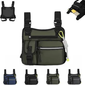 Adjustable Zipper Multi-Functional Tactical Chest Bag Chest Bag for Men for Hiking, Fitness, Outdoor (Green)