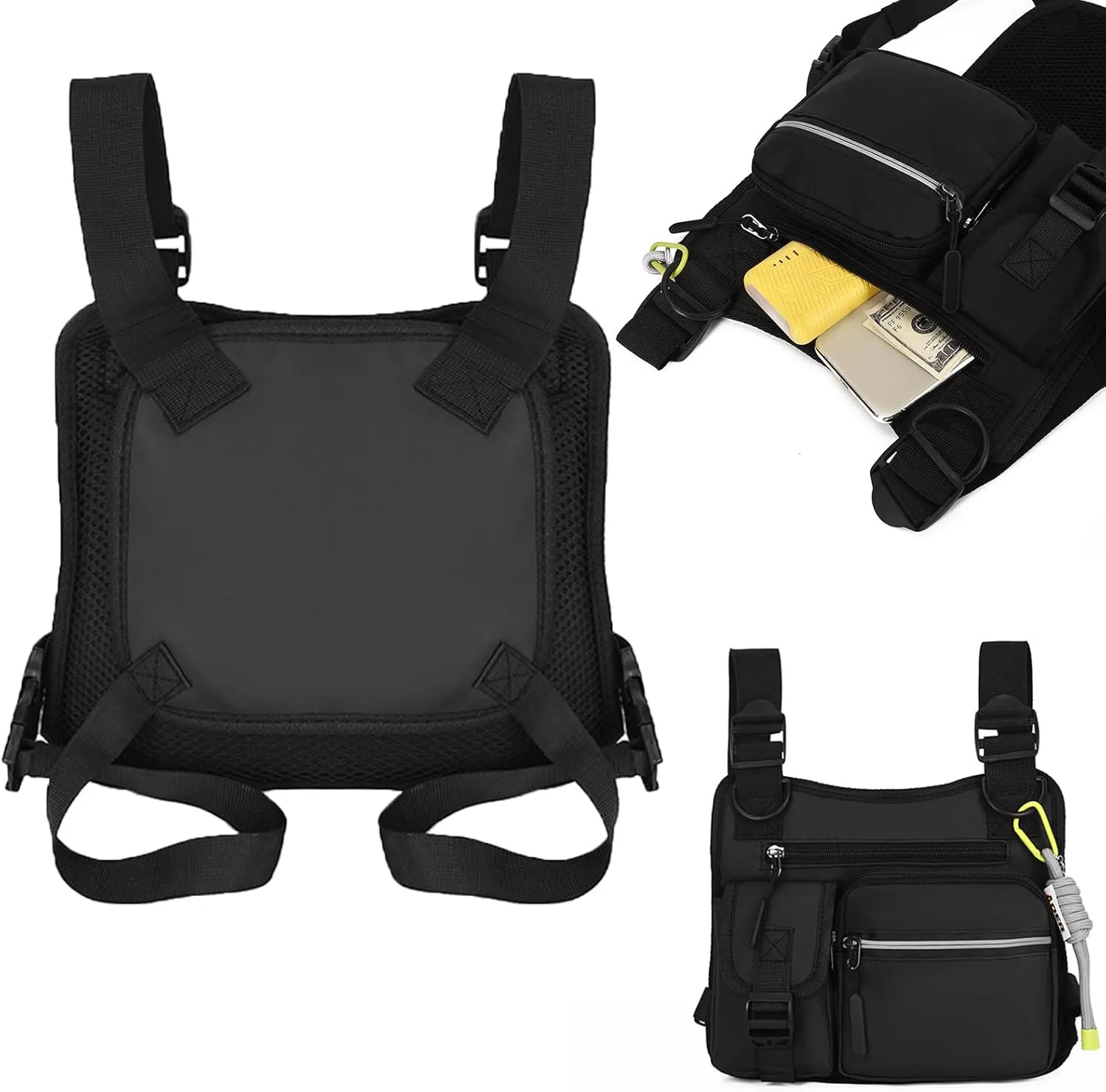 Adjustable Zipper Multi-Functional Tactical Chest Bag Chest Bag for Men for Hiking, Fitness, Outdoor (Green)