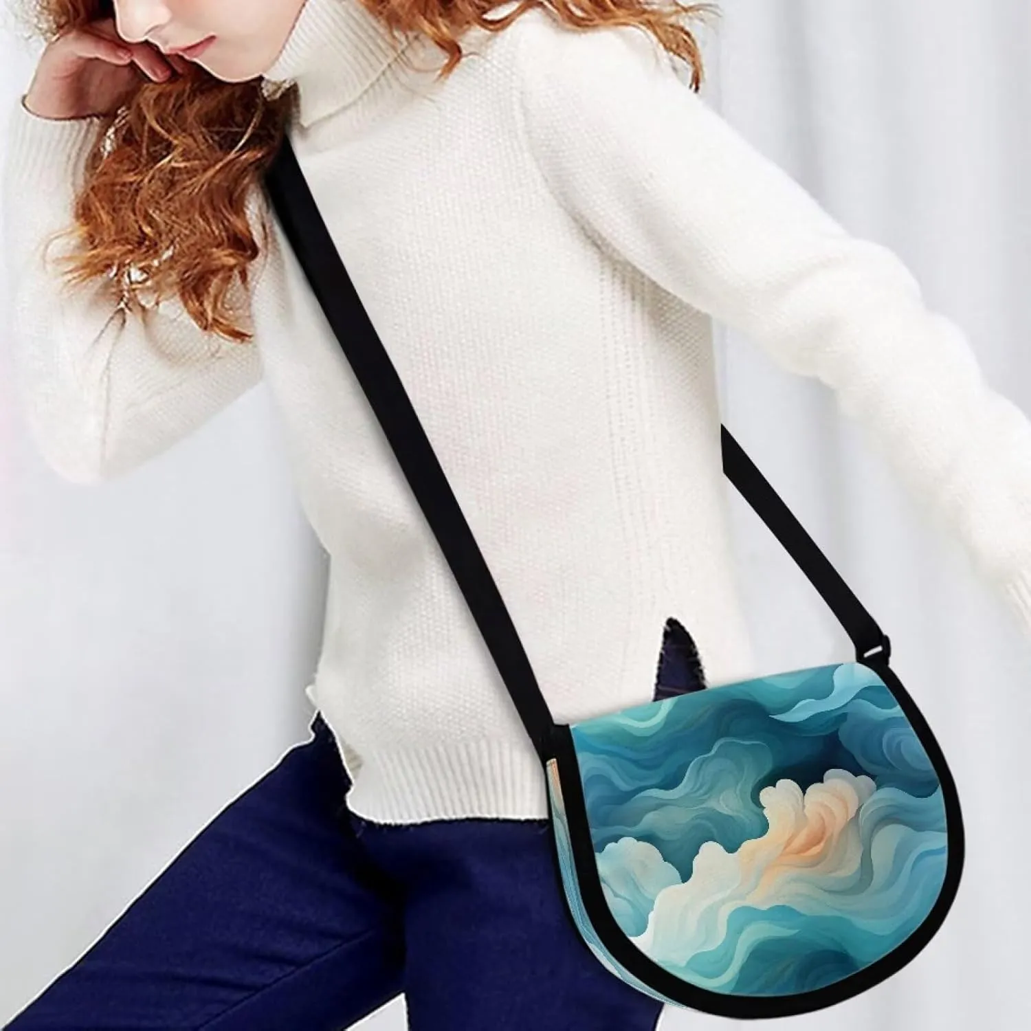 Adorable Pug Dog Women Cross Body Bag, Minimalist Art Flower Casual Shoulder Bag, UK Flag Satchel Messenger Bags