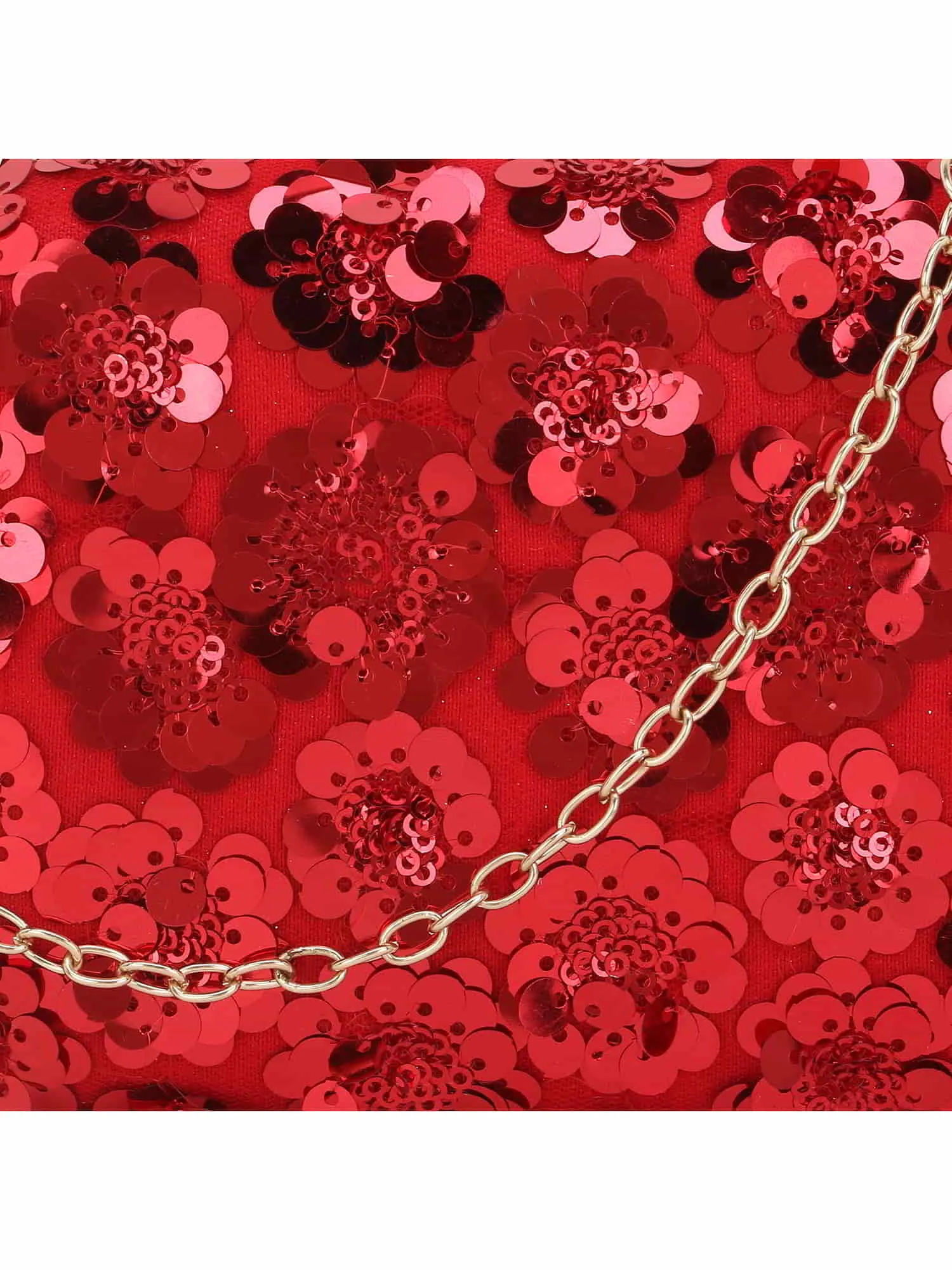 Adorn Faux Silk Floral Sequined Box Clutch