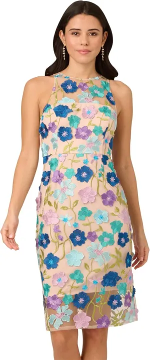 Adrianna Papell Women's Embroidered Column Midi Dress