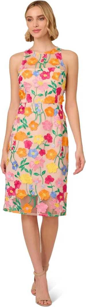 Adrianna Papell Women's Embroidered Column Midi Dress