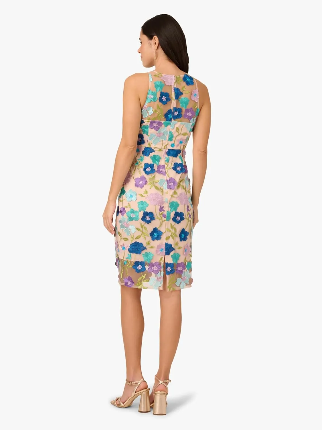 Adrianna Papell Women's Embroidered Column Midi Dress