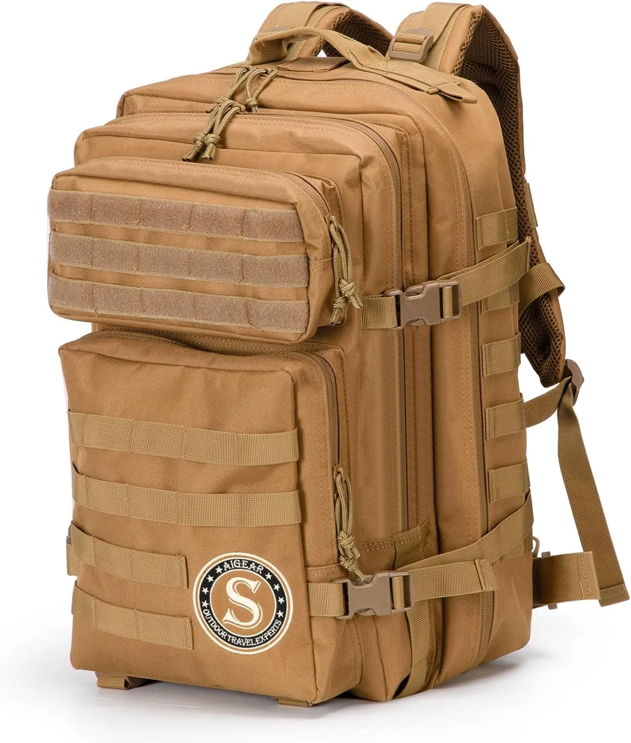 aiGear Tactical Backpack, 45L Letter 'S' Surname Series Military Backpack, 3-Day Bug Out Bag for Men Women Camping Hiking Hunting Quick Recognition Army Daypack