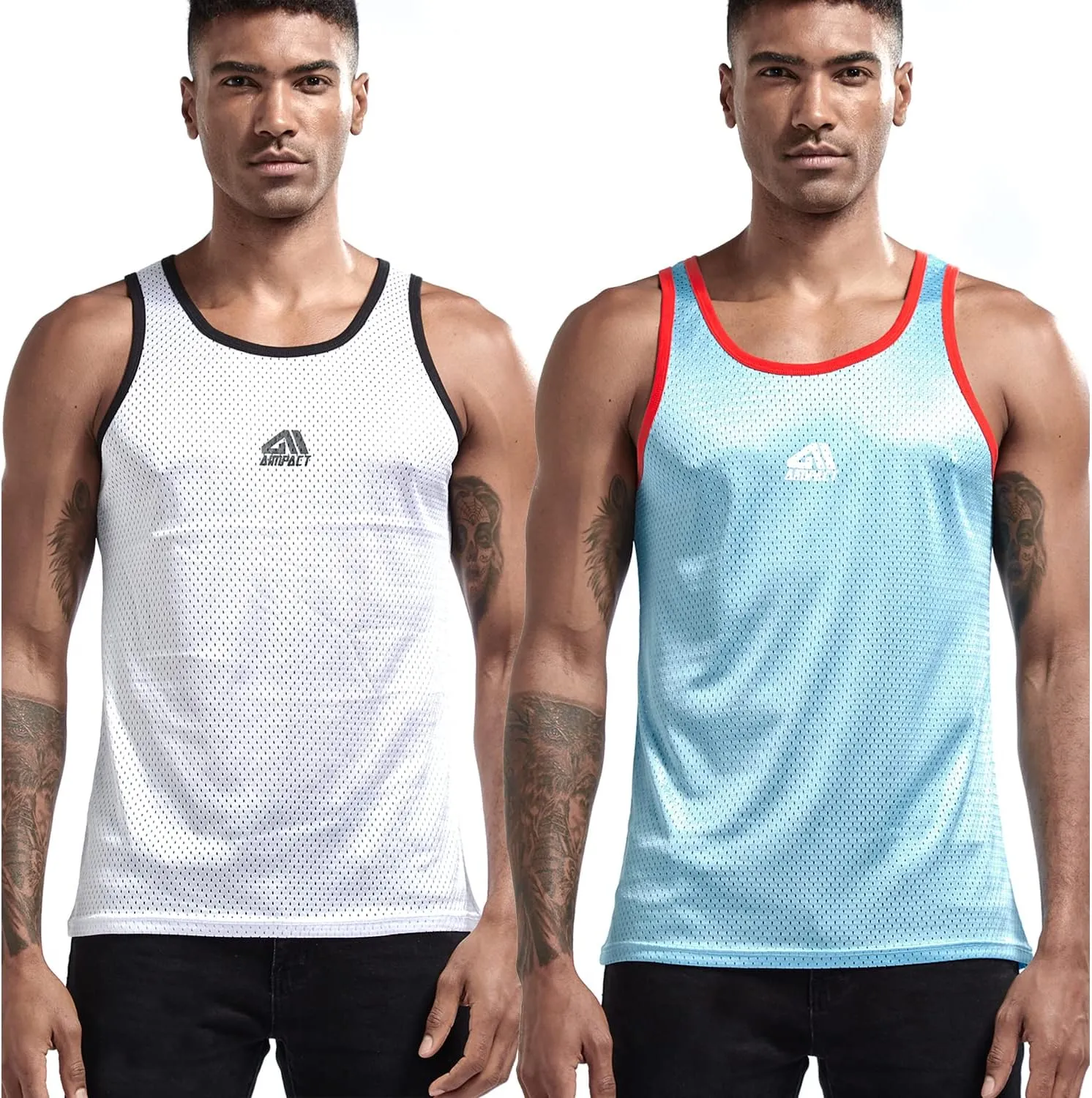 AIMPACT Men Athletic Workout Tank Top Mesh Casual Sleeveless Shirts