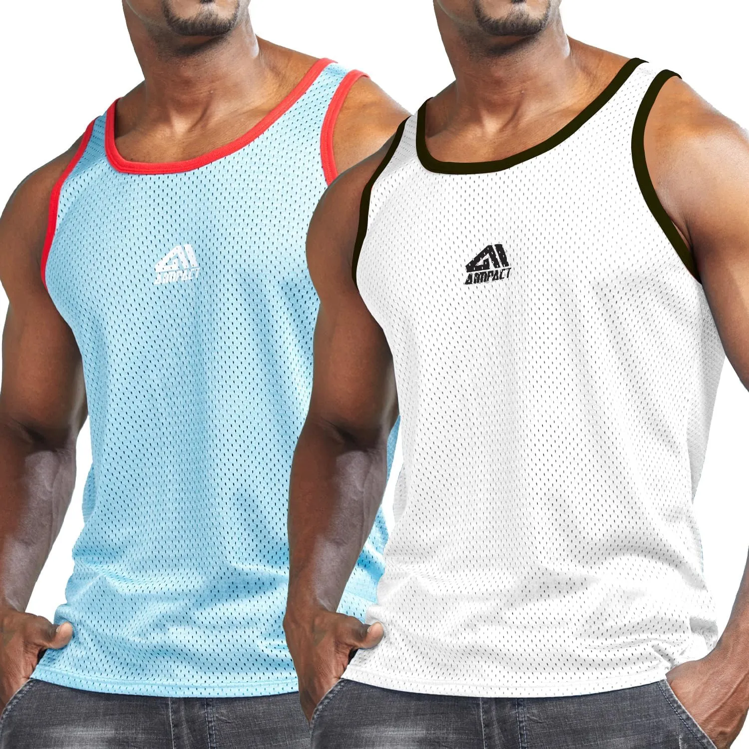 AIMPACT Men Athletic Workout Tank Top Mesh Casual Sleeveless Shirts