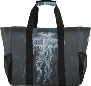 ALAZA Bright Rainbow Jellyfishes Waterproof Beach Tote Bags