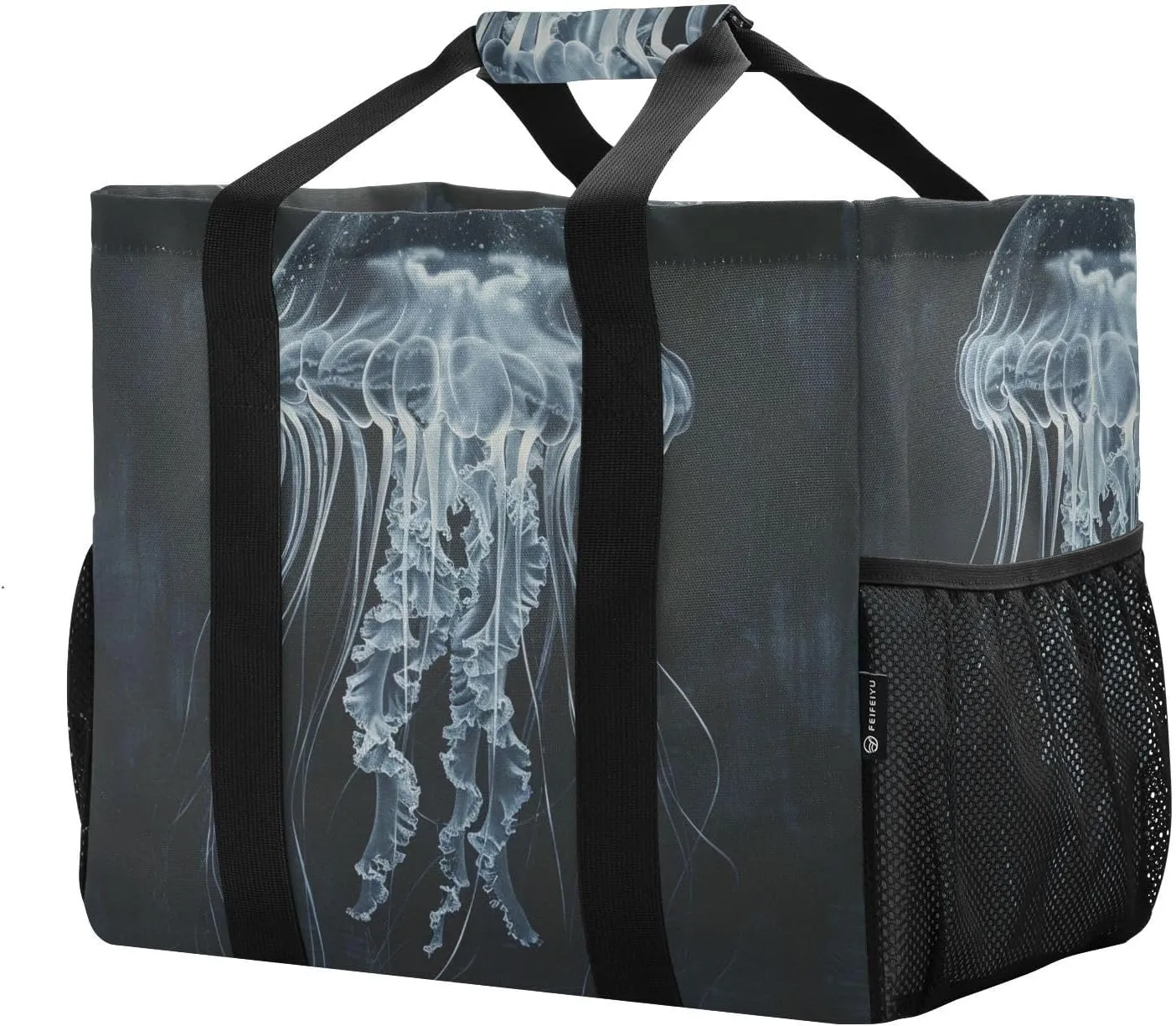 ALAZA Bright Rainbow Jellyfishes Waterproof Beach Tote Bags