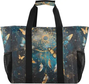 ALAZA Butterflies Stars and Dreamcatcher Waterproof Beach Tote Bags