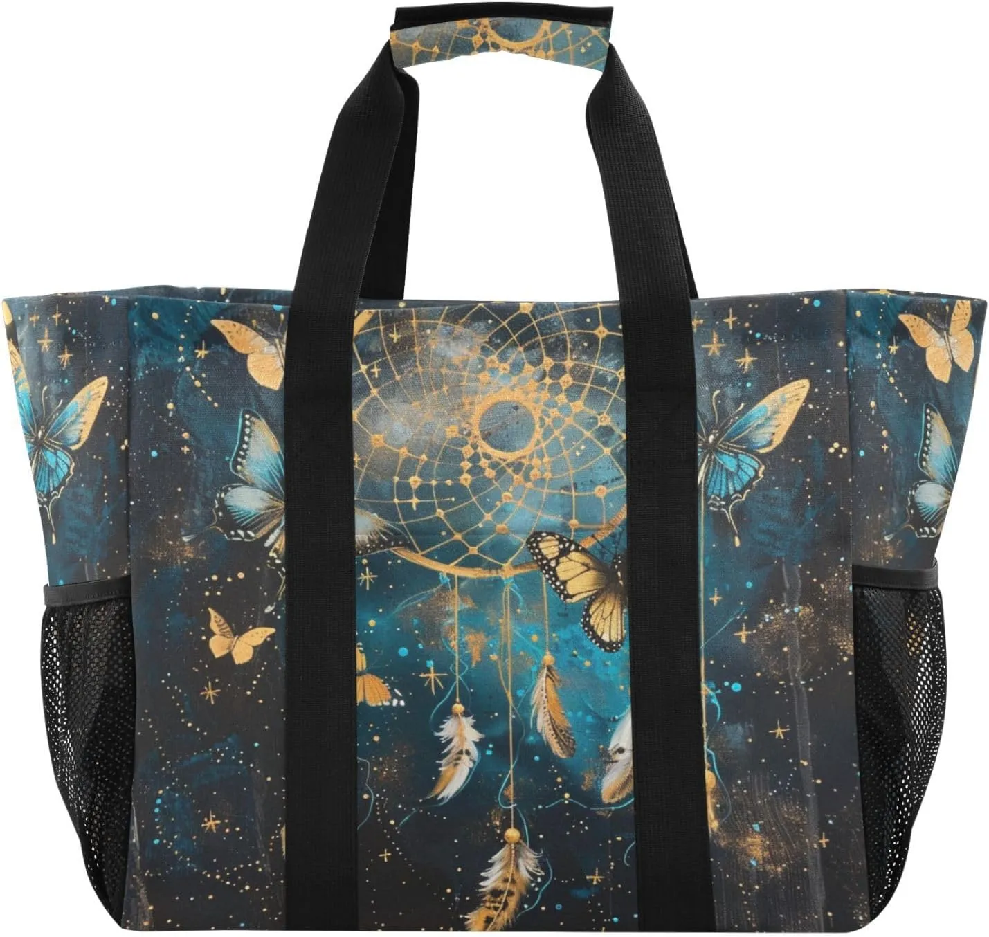 ALAZA Butterflies Stars and Dreamcatcher Waterproof Beach Tote Bags