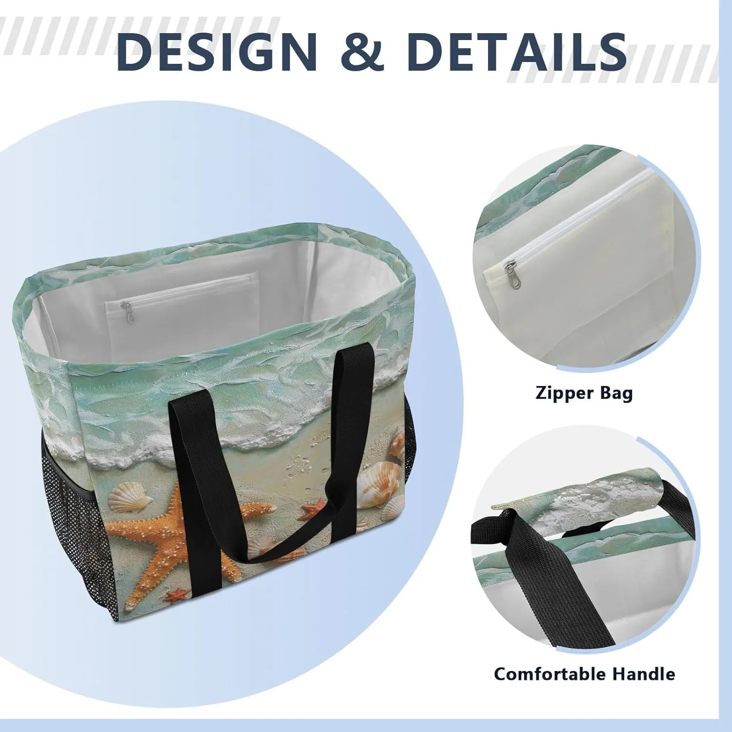 ALAZA Butterflies Stars and Dreamcatcher Waterproof Beach Tote Bags