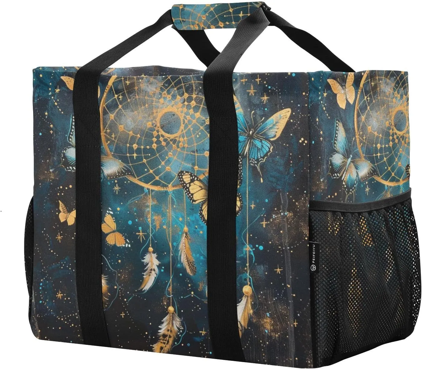 ALAZA Butterflies Stars and Dreamcatcher Waterproof Beach Tote Bags