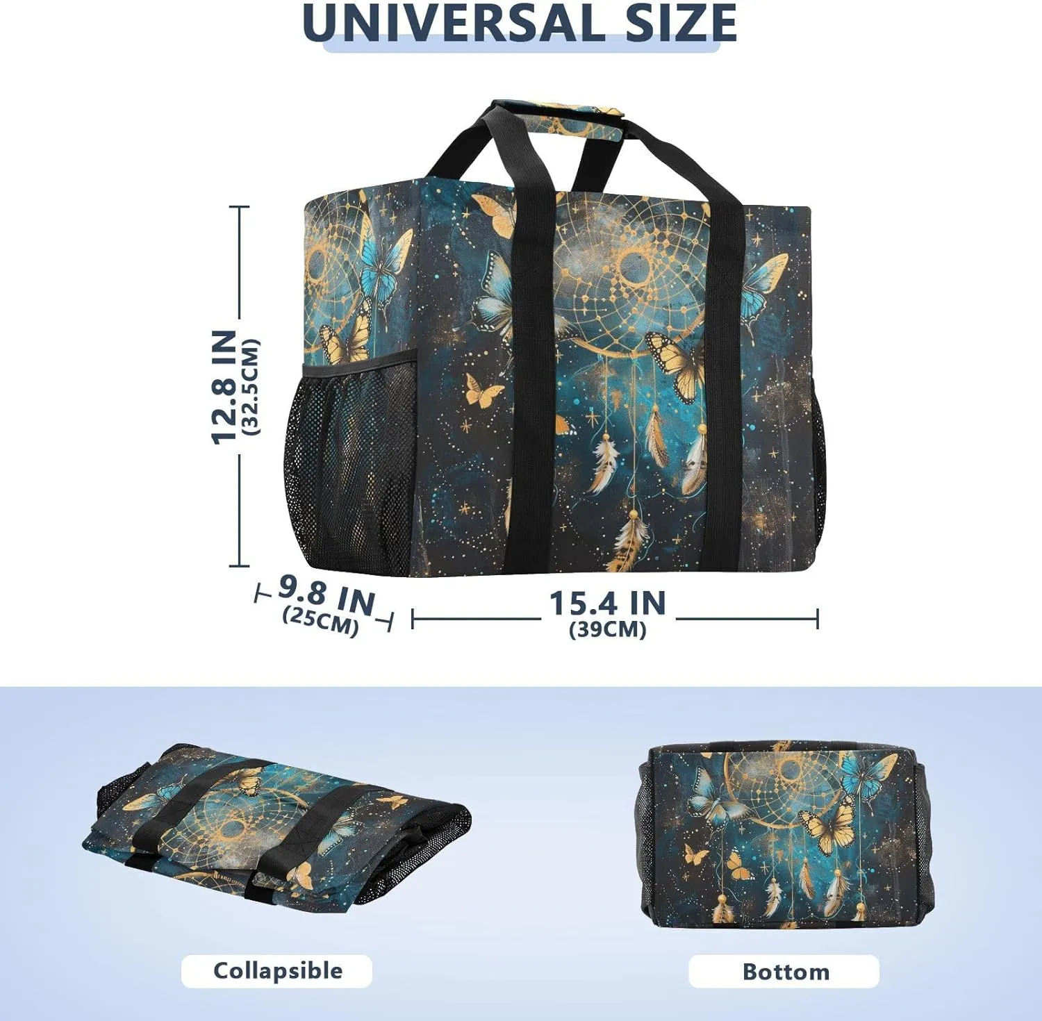 ALAZA Butterflies Stars and Dreamcatcher Waterproof Beach Tote Bags