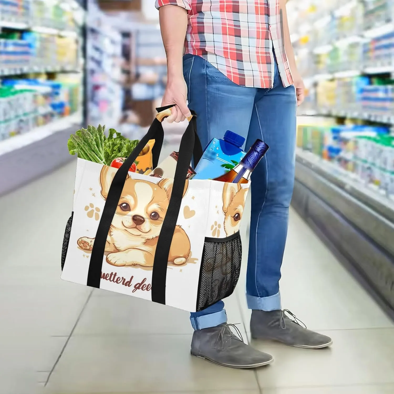 ALAZA Close Up Photo Of French Bulldog Read Book Waterproof Beach Tote Bags